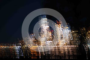 Abstract ICM colorful nighttime NYC skyline background