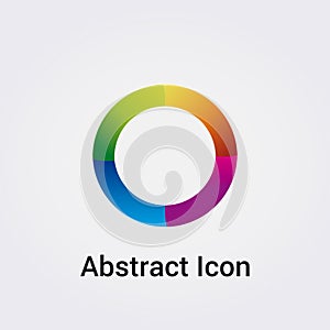 Abstract Icon Logo Design Primary Shapes Triangle Star Circle Clover Ribbon Communications Rainbow Colors Vector