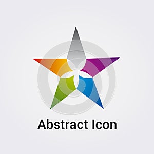 Abstract Icon Logo Design Primary Shapes Triangle Star Circle Clover Ribbon Communications Rainbow Colors Vector