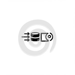 Abstract icon representing a data processing concept. Features three black arrows