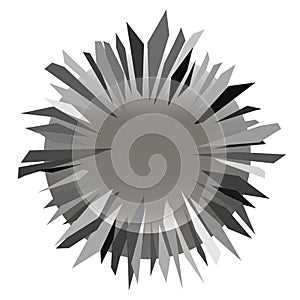 Abstract icon with thorny metallic circle