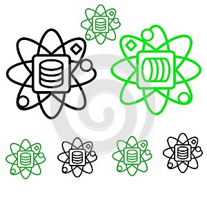 Abstract atom icons representing data and information storage technology concepts
