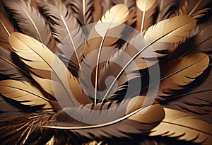 abstract idea with browen and gold fabric feathers