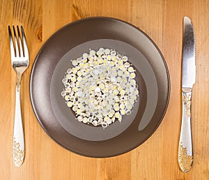 Abstract idea of technology as food, leds on the plate