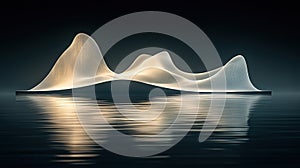 Abstract illuminated landscape reflecting on water