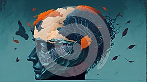 Abstract illustration art of mythical mind concept