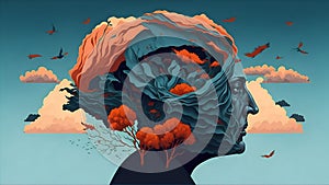 Abstract illustration art of mythical mind concept
