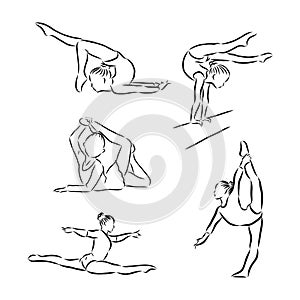 Abstract illustration of artistic gymnastics, gymnasts, gymnastics, vector sketch illustration