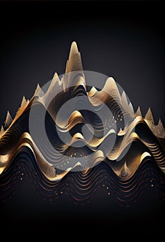 Abstract illustration of background with a colourful dynamic waves in a shape of mountain. AI generated content