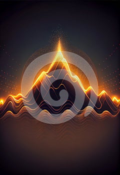 Abstract illustration of background with a colourful dynamic waves in a shape of mountain. AI generated content