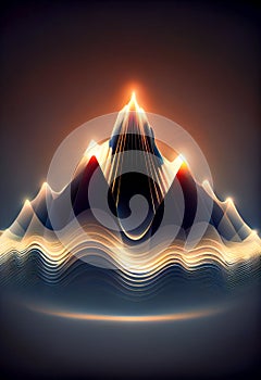 Abstract illustration of background with a colourful dynamic waves in a shape of mountain. AI generated content