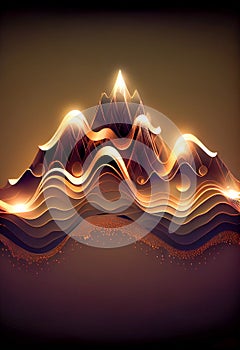 Abstract illustration of background with a colourful dynamic waves in a shape of mountain. AI generated content