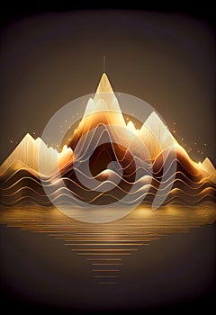 Abstract illustration of background with a colourful dynamic waves in a shape of mountain. AI generated content