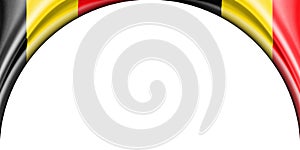 abstract illustration. Belgium flag 2 side. white background space for text or images. Semi-circular space