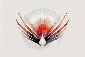 an abstract illustration of a bird with red white and black feathers