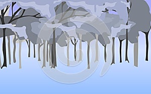 Abstract illustration of blue grey woodland