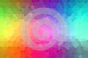 Abstract illustration of blue, red, purple, orange and green pastel small hexagon background.