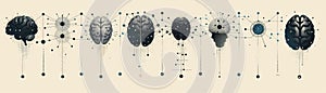 Abstract illustration of brain structure and neural connections, representing artificial intelligence and cognitive processes on a