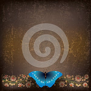 Abstract illustration with butterfly and flowers