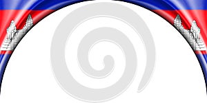 abstract illustration. Cambodia flag 2 side. white background space for text or images. Semi-circular space