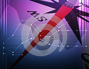 Abstract illustration with closeup compass and