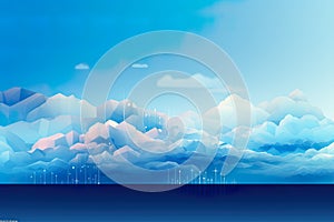 abstract illustration of clouds on the horizon, complemented by ample space for text.