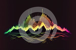 Abstract illustration of colorful equalizer showing volume of sound. Sound wave. Generative AI