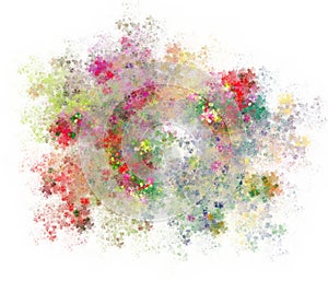 Abstract illustration of colorful flowers in full bloom.