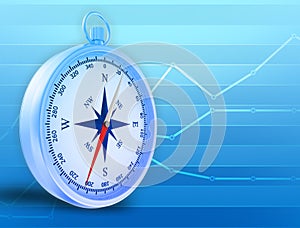Abstract illustration with compass and blue lines
