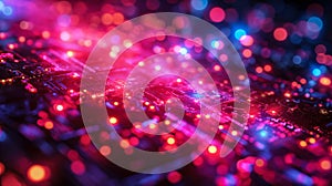 Abstract Illustration of Complex Network Connections With Bright Nodes and Data Pathways Symbolizing Internet Connectivity, Neural