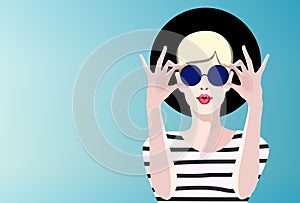 Abstract illustration Cool hipster girl, photo