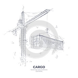 Abstract illustration of crane and cargo container