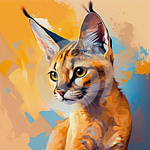 Abstract illustration of cute caracal in wild nature.