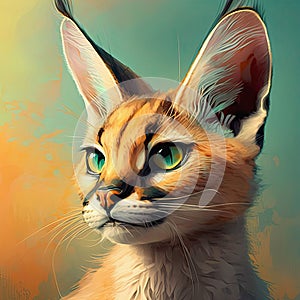 Abstract illustration of cute caracal in wild nature.