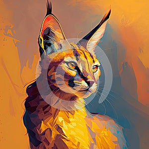 Abstract illustration of cute caracal in wild nature.