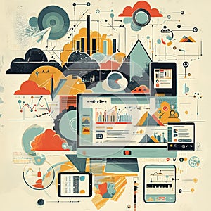 Abstract Illustration of Data Visualization Concepts and Digital Technology Integration