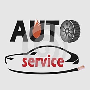 Abstract illustration depicting a car. Vector logo car service, parts store.