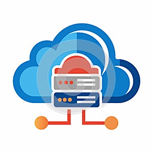 An abstract illustration depicting a cloud computing system with connected servers, Abstract representation of a cloud computing