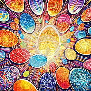 Abstract illustration depicting easter eggs that form a unique pattern
