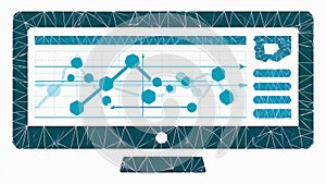 Abstract Digital Data Visualization on Monitor Screen