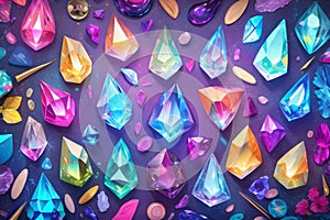 abstract illustration of different gems, AI generation