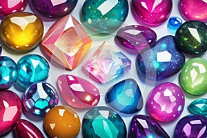 abstract illustration of different gems, AI generation