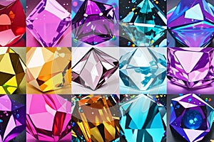 abstract illustration of different gems, AI generation