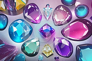 abstract illustration of different gems, AI generation