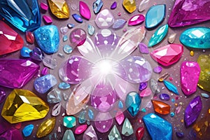 abstract illustration of different gems, AI generation