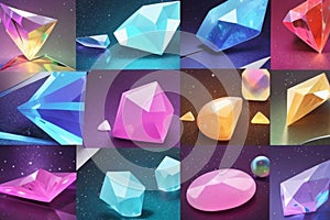 abstract illustration of different gems, AI generation