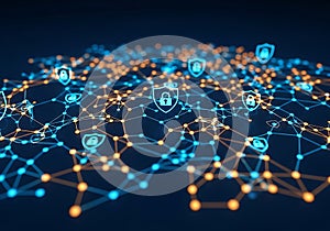Abstract illustration of digital security network representing data protection and encryption