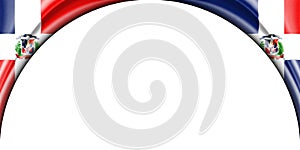 abstract illustration. Dominican Republic flag 2 side. white background space for text or images. Semi-circular space