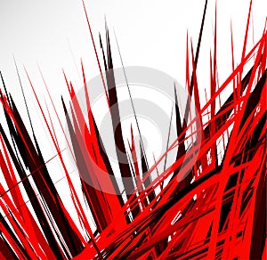 Abstract illustration with dynamic grungy lines. Textured red pa