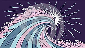 Dynamic wave energy burst abstract movement nature vector design Generative AI